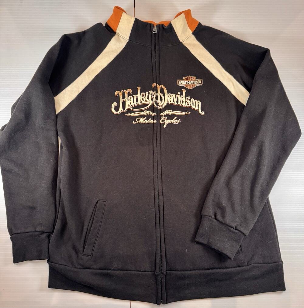Harley Davidson Womens L Jacket Sweatshirt Full Zip Spitzies Albany NY Thumbhole